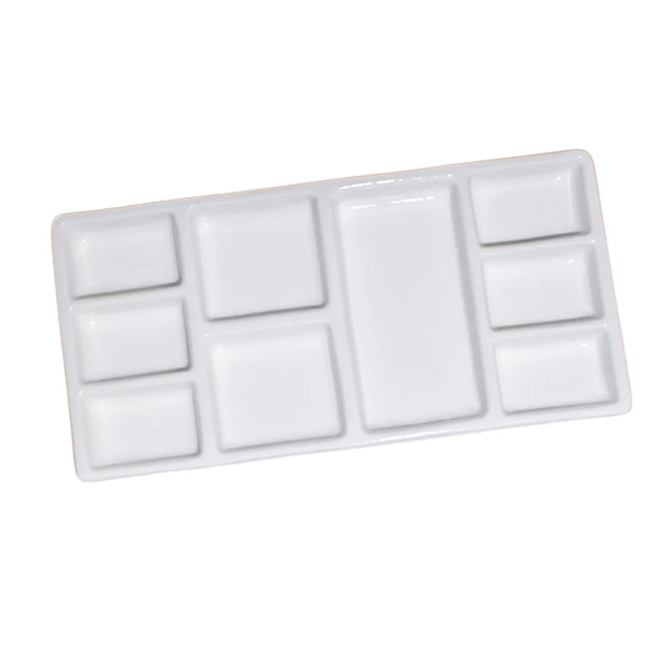 Ceramic Rectangular Paint Pallet White Durable Pigment Tray for Oil Watercolor Painting Artist Supplies Color Mixing Plate
