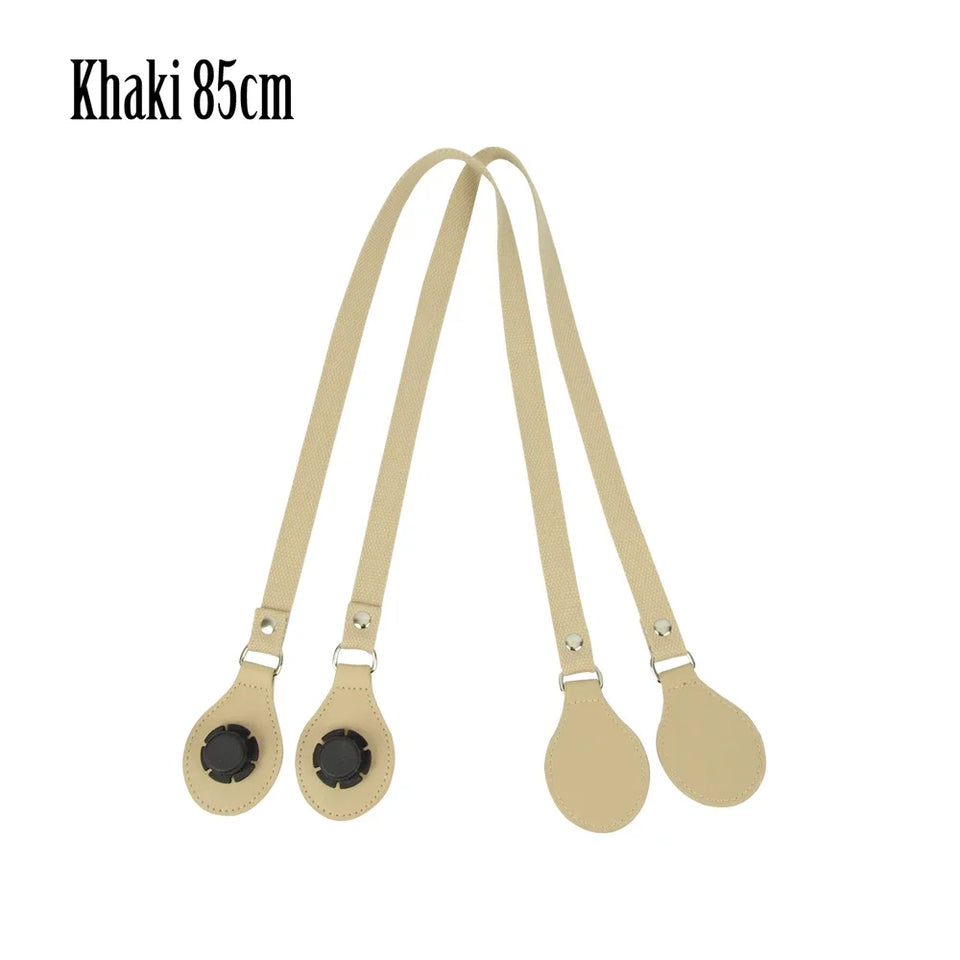 New Arrival Long Thicken Polyester Cotton Flat Handles With Faux Leather PU Drop End with Silver Rivet for OBag for EVA O Bag