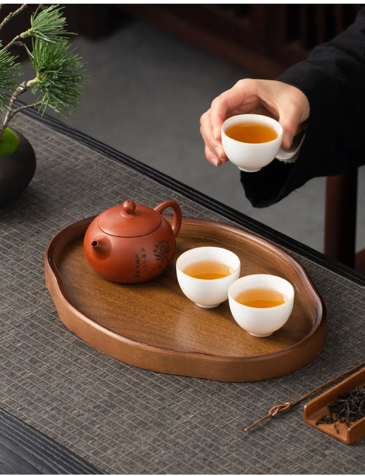 Wooden Decorative Serving Tray for Coffee Table and Home Decor Fruit Platter Decor Trays Serving Ware Food Dish Serving Platters