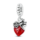 Red Series 925 Sterling Silver Koi Firecracker Dragon Heart Mushroom Coffee Machine Charm Fit DIY Bracelet Necklace Niche Gifts