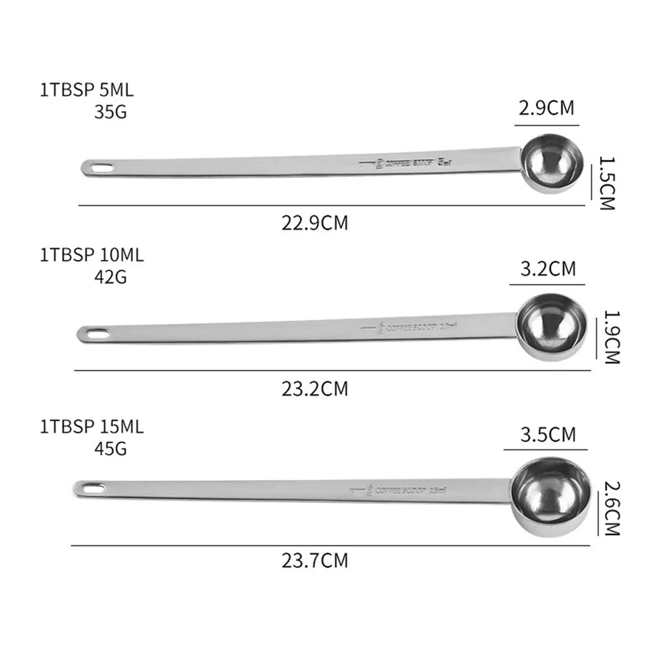 Stainless Steel Coffee Spoon Long Handle Stirring Spoon Graduated Spoons 5ml/10ml/15ml/20ml/25ml/30ml Coffee Tea Tools Supplies