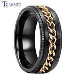Dropshipping 8mm New Arrivals Men Women Stainless Steel Rotate Chain Ring Stepped Grooved Brushed Festival Fashion Gift Jewelry