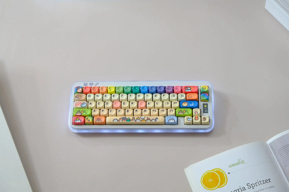 Cat Party Keycaps Set 132 Keys PBT Material Keycaps MOA XOA Profile DYE-SUB For MX Switch Wooting Mechanical Keyboard Keycap