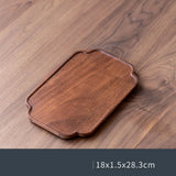 Retro Walnut Tea Tray Wooden Round Serving Platter Tray Leaf Storage Wooden Tea Tray Plate Tea