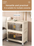 Collapsible Sturdy Storage Cabinet with Drawers and Wheels - Roomy Multi-purpose PP Organizer - Durable Storage Shelf