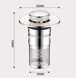 Press-Type Sink Drain Plug - Leakproof Stainless Steel | Fits Kitchen & Bathroom Sinks | Easy Install Anti-Clog Drain
