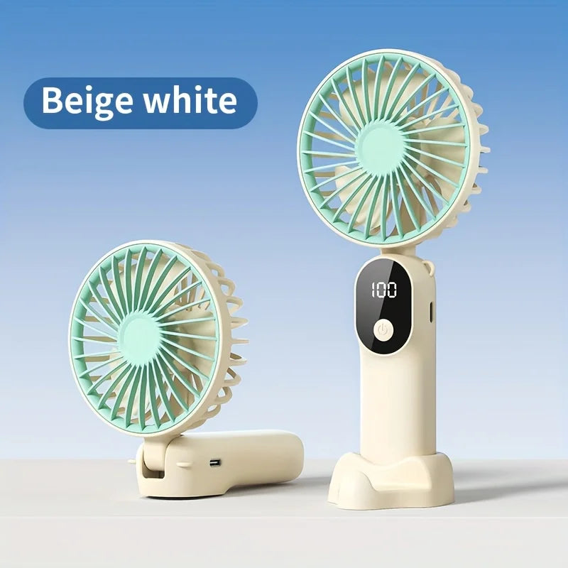 XIAOTREE Mini Portable USB Fan with 6 Speeds and Digital Display Foldable 3-in-1 Handheld Neck and Desktop Fan for Trave Outdoor