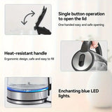 2L Glass Electric Kettle (67.6oz) – 1000W Fast Boiling with Anti-Dry Burn Tech for Kitchen & Dining