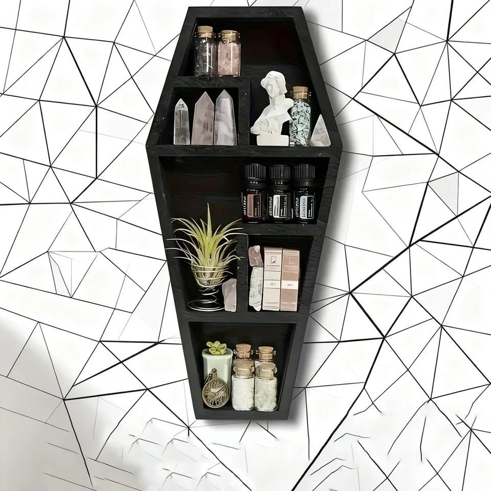 A Wooden Coffin Rack Basket Suitable For Crystal Display, With Gothic Wall Decoration, Suitable For gift,Suitable for decorating