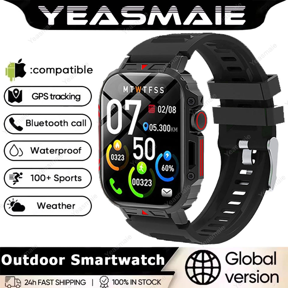 New Outdoor Smartwatch Men Women Bluetooth Call Heart Rate Health Monitor Military Watches GPS track Sports Fitness Smart Watch