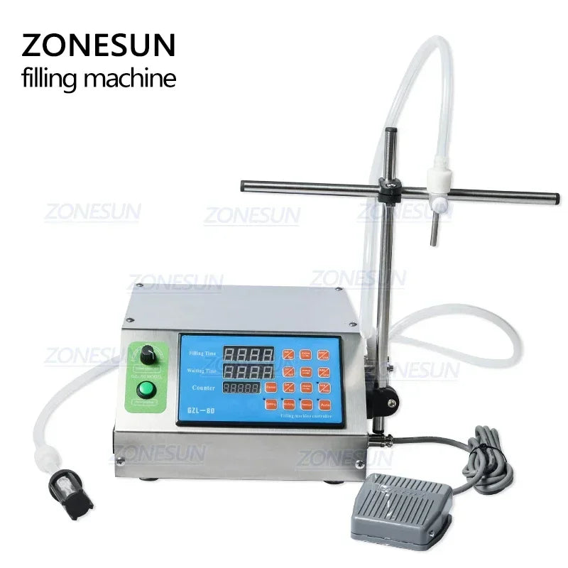 ZONESUN 0.5-650ml Semi-automatic Water Filling Machine Liquid Filler Vial Bottle juicy fruit Oil Perfume Peristaltic Pump