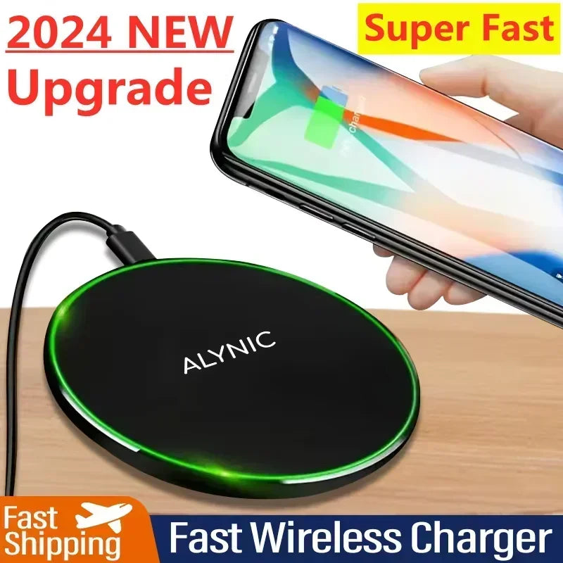 Fast Wireless Charger Pad Stand for iPhone 16 15 14 Samsung Xiaomi Earphone Phone Chargers Induction Wireless Charging Station