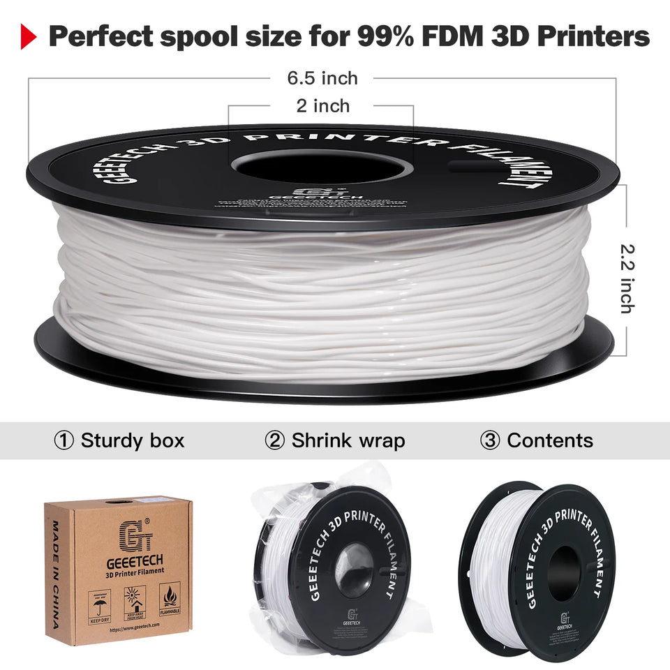 GEEETECH 5Rolls 3D TPU Flexible Filament TPU material 1.75mm Plastic Vacuum Packaging, Non-Toxic High Quality Safe,fast ship