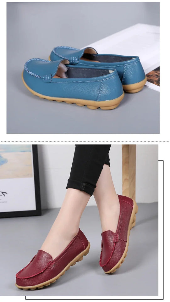Women Flats Ballet Shoes Woman Cut Out Leather Breathable Moccasins Women Boat Shoes Ballerina Ladies Casual Shoes