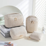 4Pcs Comestic Bag Make Up Storage Organizer Puffy Makeup Bag Comestic Pouch for Travel Portable Velet Large Toiletry Bag Organiz
