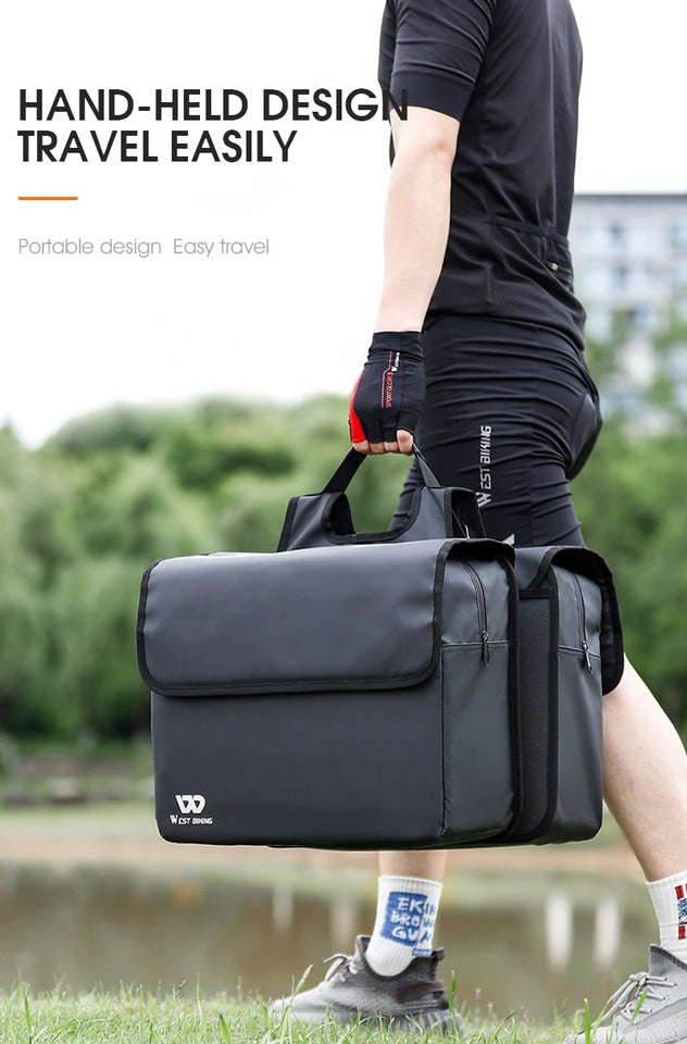 WEST BIKING Bicycle Bag 36L Multifunctional Saddle Bag Waterproof MTB Bike Rack Bag Travel 2 In 1 Big Capacity Bicycle Rear Bag