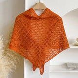 Korean Hollow Out Knitted Shawl Summer Air Conditioning Fake Collar Neck Guard Knit Thin Knotted Cape Shoulder Scarf For Women