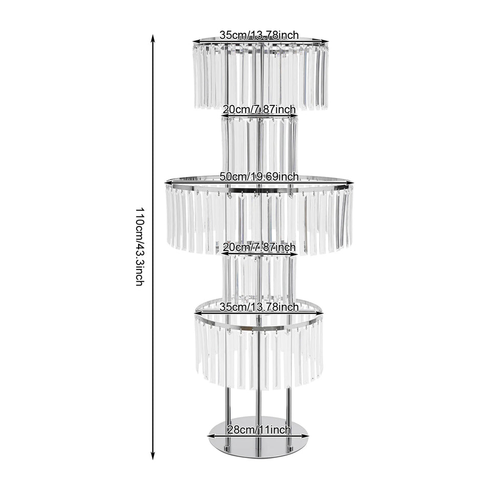 5 Tiers Gold/Silver Wedding Centerpieces Flower Stand Vase Centerpiece Acrylic Flower Stand with Hanging Acrylic
