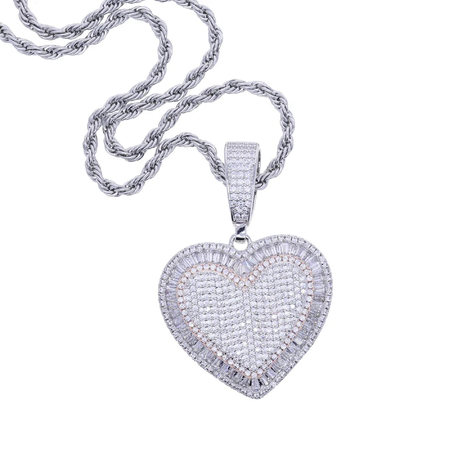 2026 New Arrivals Shiny Heart Shaped Pendant Necklace Micro Pave Bling Cubic Zirconia For Women Fashion Valentine's Day Gift