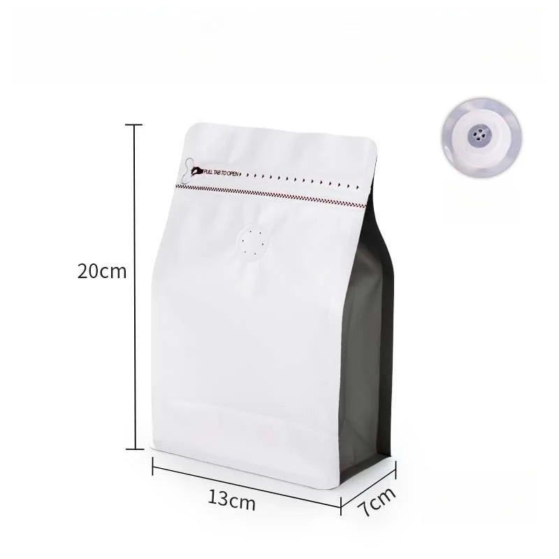 StoBag 50pcs 250g Coffee Beans Packaging Bag with Valve Aluminum Foil Heat Sealing for Powder Tea Nuts Storage Reusable Pouch