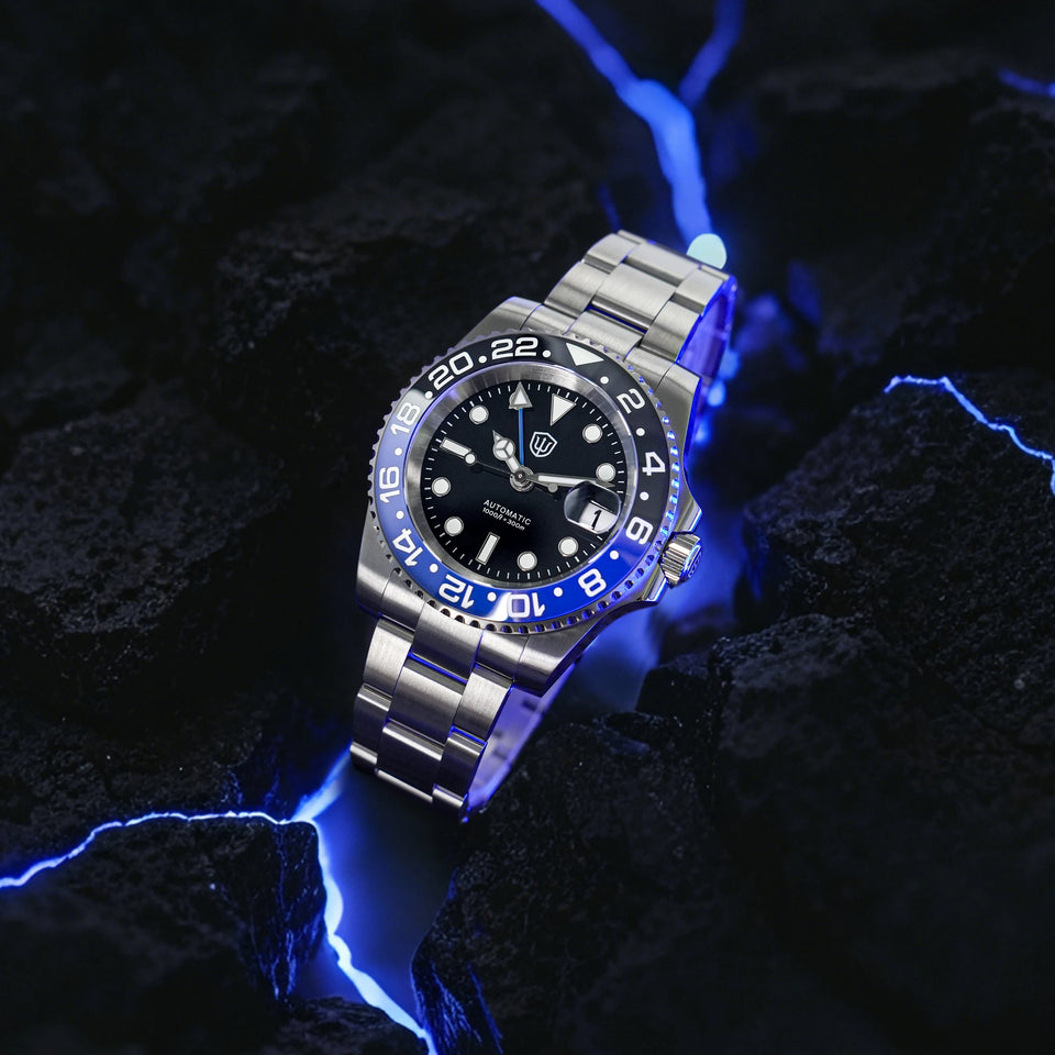 Watchdives WD16760 V2 GMT Watch NH34 Automatic Movement Sapphire Luminous Watches Stainless Steel 300m Waterproof Wristwatch