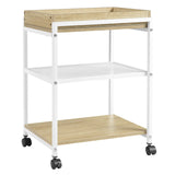 WOLTU 1PC Side Table 3-Tier Coffee Table Rolling Storage Cart with Removable Top Small End Table for Sofa Living Room Storage