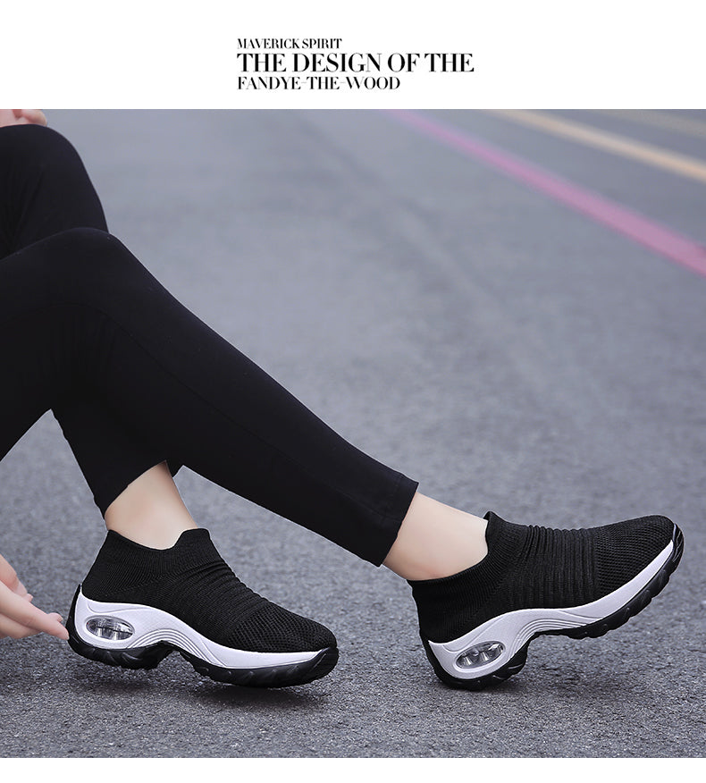 Women Sneakers Fashion Black Sports Casual Shoes Breathable Mesh Lightweight Air Cushion Non-Slip Running Shoe Zapatillas