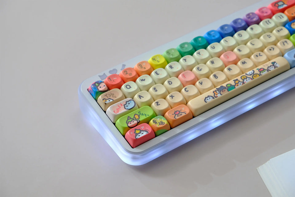 Cat Party Keycaps Set 132 Keys PBT Material Keycaps MOA XOA Profile DYE-SUB For MX Switch Wooting Mechanical Keyboard Keycap