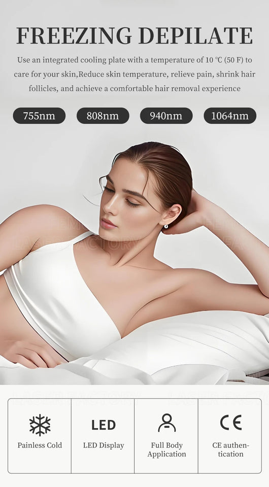 Professional 4-wave diode laser hair removal device, painless permanent hair removal device, laser hair removal device