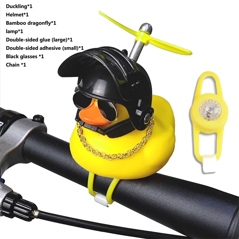 Bicycle Bell Black/Yellow Duck Cartoon Little Ducks Helmet Head Light Shining Duck Bicycle Bells Handlebar Bicycle Accessories