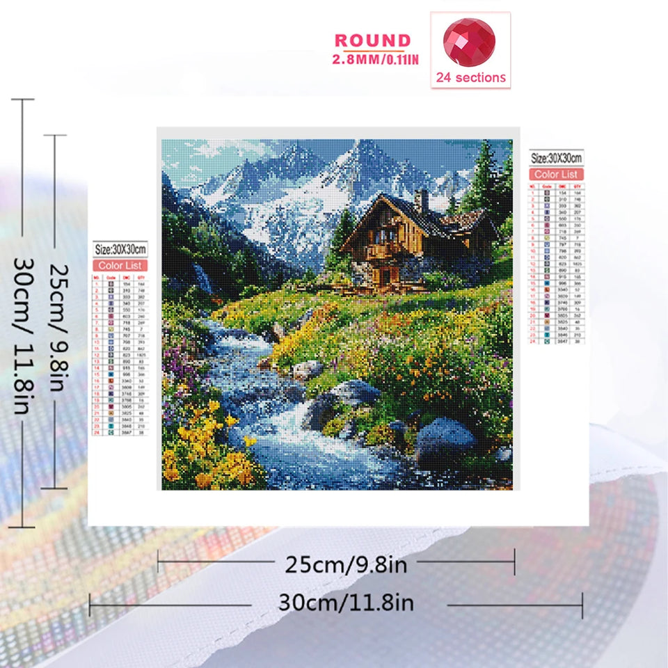Evershine DIY Diamond Mosaic House Picture Rhinestones Embroidery Mountain Full Drill 5D Painting Landscape Wall Decor