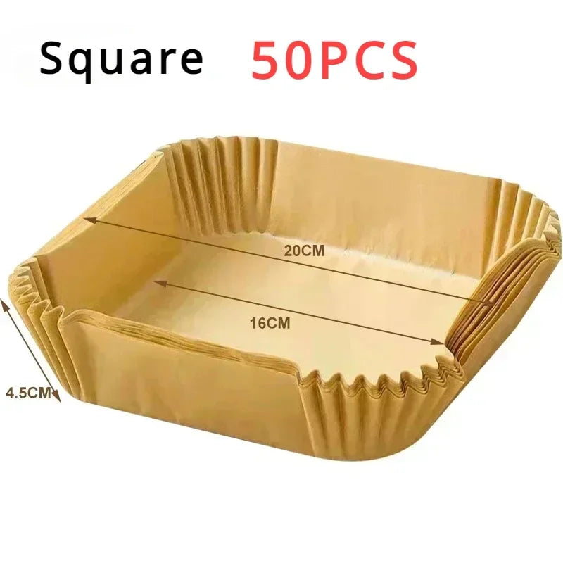300PCS Air Fryer Disposable Paper Square Round Baking Paper Barbecue Plate NonStick Mat Kitchen Oven Oil Absorbing Paper Tool