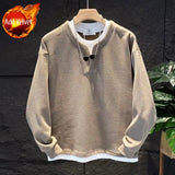 Male Sweatshirt No Logo Overfit Y2k Vintage Loose Clothing Deals Welcome Deal Cheap Luxury Cotton Men's Pullover Fake Two Piece