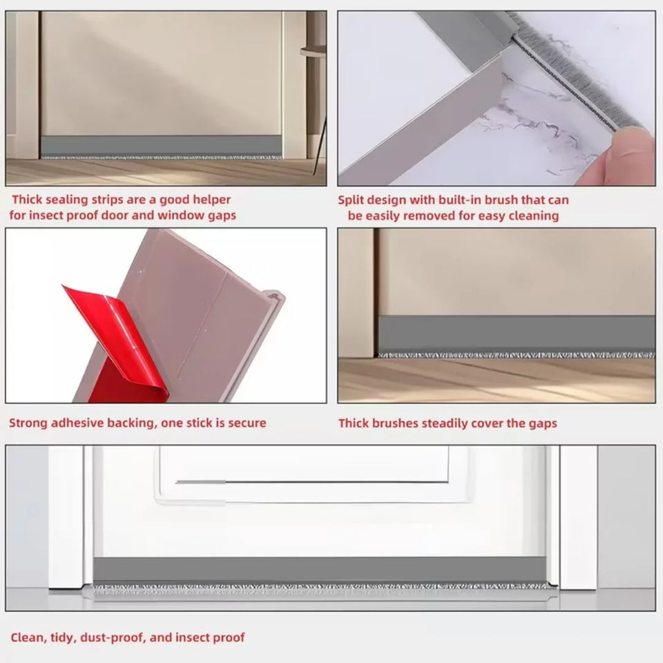 Door Sealing Strip Self-adhesive Door Bottom Gap Filling Sealing Strips Insect Proof Brush Strip Windproof Soundproof Door Tape