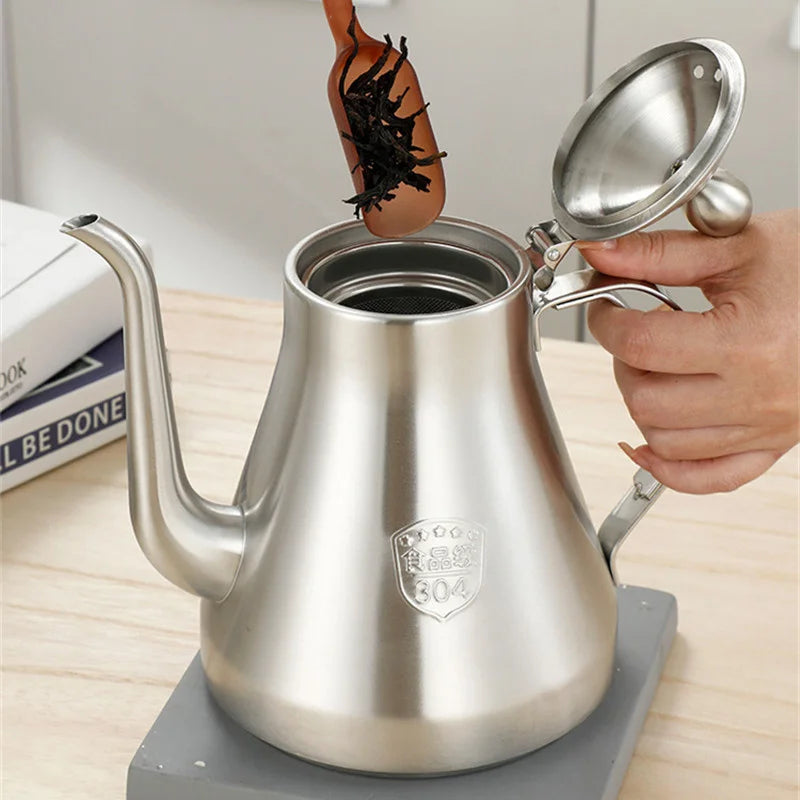 1.5L Tea Kettle 304 Stainless Steel Teapot,With Removable Infuser for Loose Flower Tea Coffee Kettle for Induction Cooker Safe