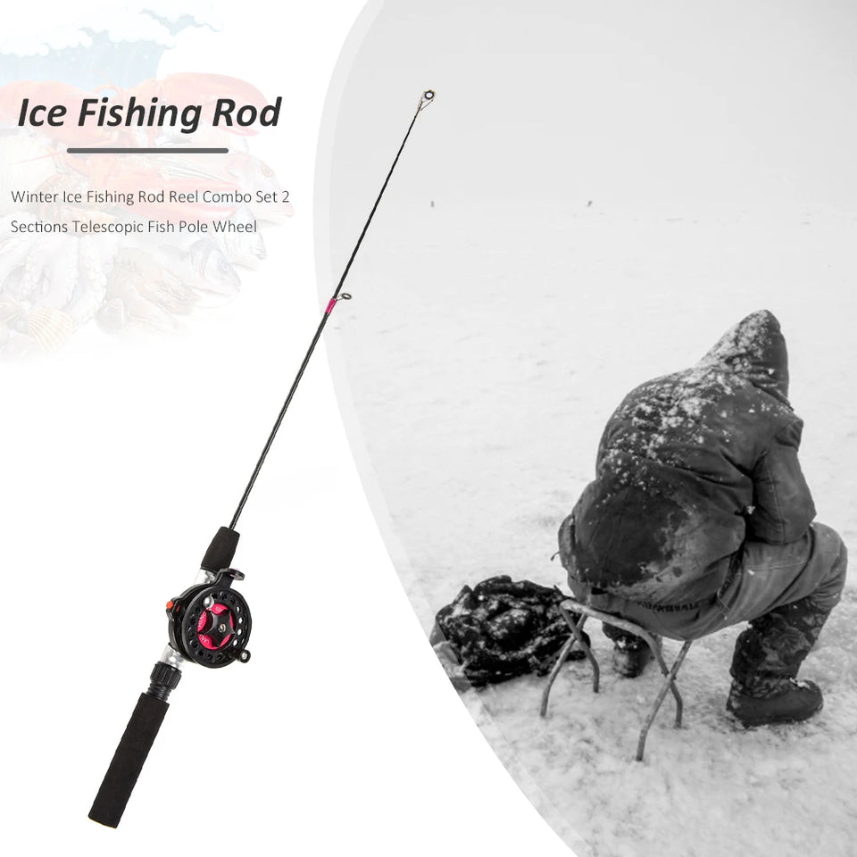 Telescopic Ice Fishing Rod Ultra-Light Portable Fishing Rod 2 Sections Travel Fishing Pole for Ice Fishing