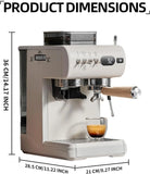 Home Coffee Machine | 1.8L Tank | 9-20 Bar | 20 Grind Levels | Hot & Cold Extract | Espresso/Cappuccino | Milk Frother