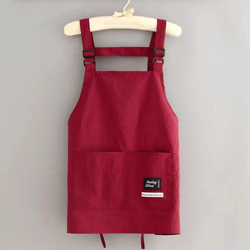 【Peace】Household Canvas Apron Oil-proof Can Wipe Hands Kitchen CookingMen Women Adult With Tool Pocket Fashion Coffee Over Apron
