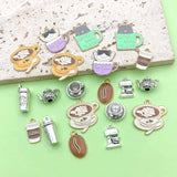 10/20pcs Coffee Charms Alloy Coffee Cup, Coffee Bean Design Pendants for DIY Bracelet Necklace Jewelry Making Accessories