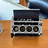 Unique Engine Block Office Desk Organizer - Business Card And Pen Holder, Perfect Gift For Car Enthusiasts And Mechanics, Lightw
