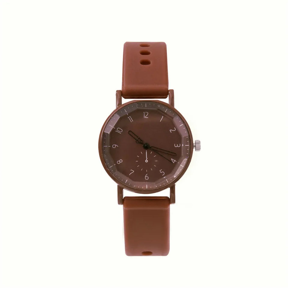 Fashion Women's Pink Minimalist Watch Silicone Strap Quartz Wristwatch Elegant Ladies Watches