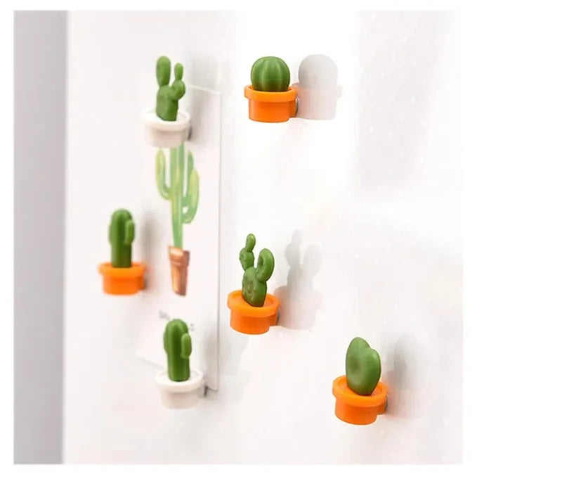 6Pcs/Set 3D Cute Succulent Plant Magnet Message Sticker for Kitchen Refrigerator Magnet Button Cactus decoration accessories
