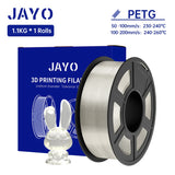 JAYO PETG/PETG Clear 3D Printer Filament 1.75 ±0.02mm 1.1kg/roll High Toughness Neatly Wound Filament Fit Most FDM Printer