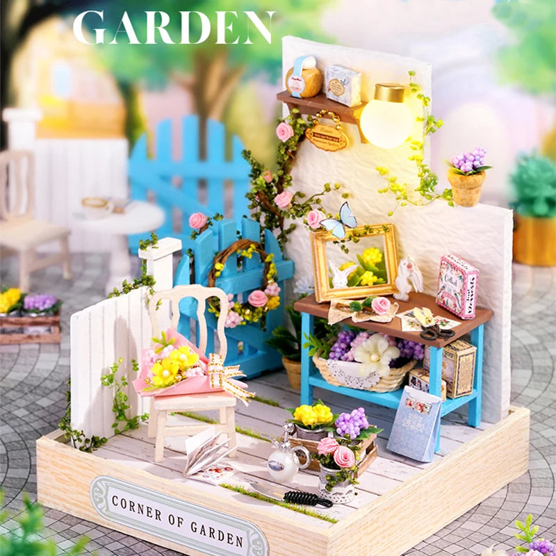 Coffee Shop Wooden Mini Doll House DIY Small House Kit Making And Assembling Room Models Toys For Kid Birthday Gifts Dollhouse