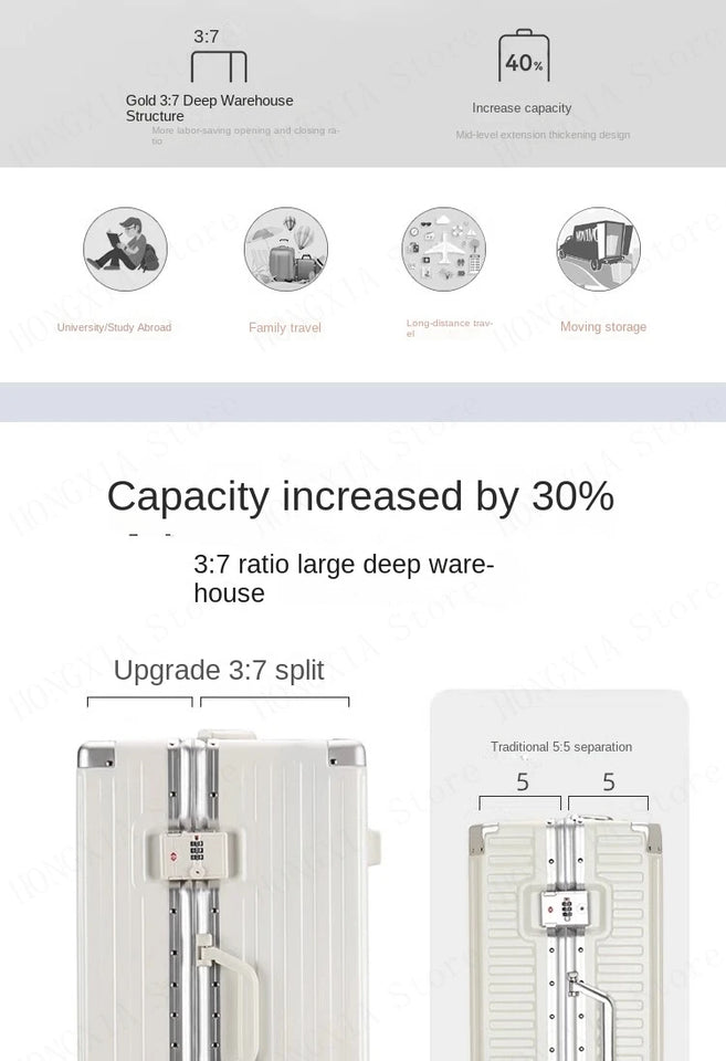 Large Capacity Suitcase 28" 32" Thickened Luggage USB Phone Stand Aluminum Frame Password Trolley Case Travel Wheeled Suitcases