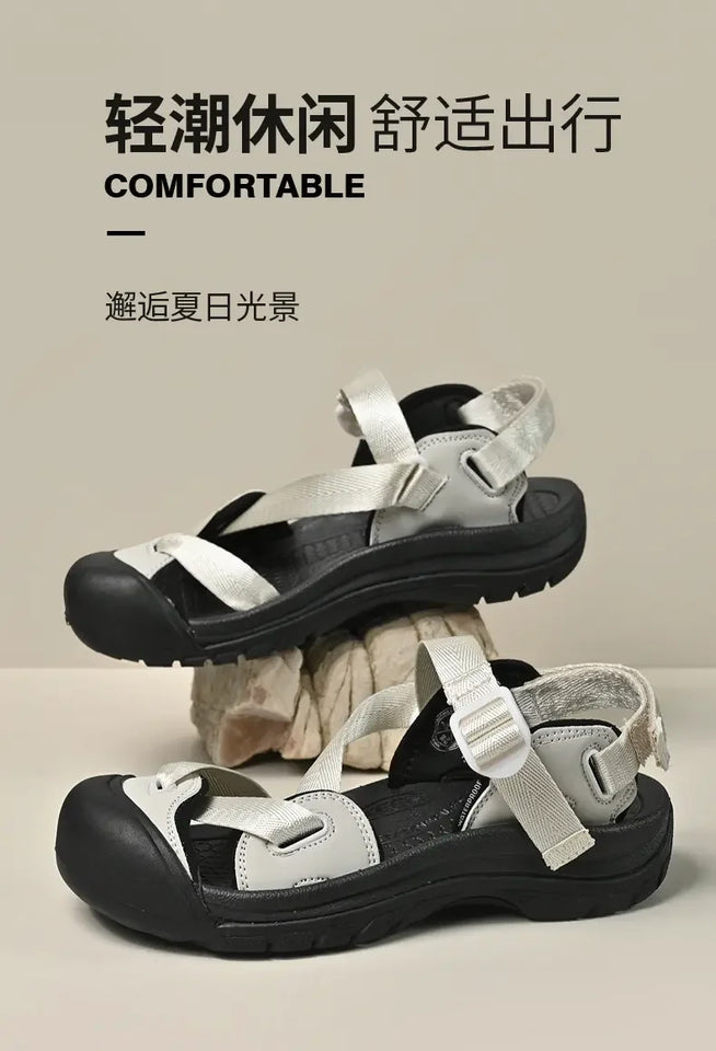 Summer New Handmade  Sandals Leisure Beach Shoes For womens  Outdoor Wading Shoes Man Breathable Casual Anti-collision Toe Flats