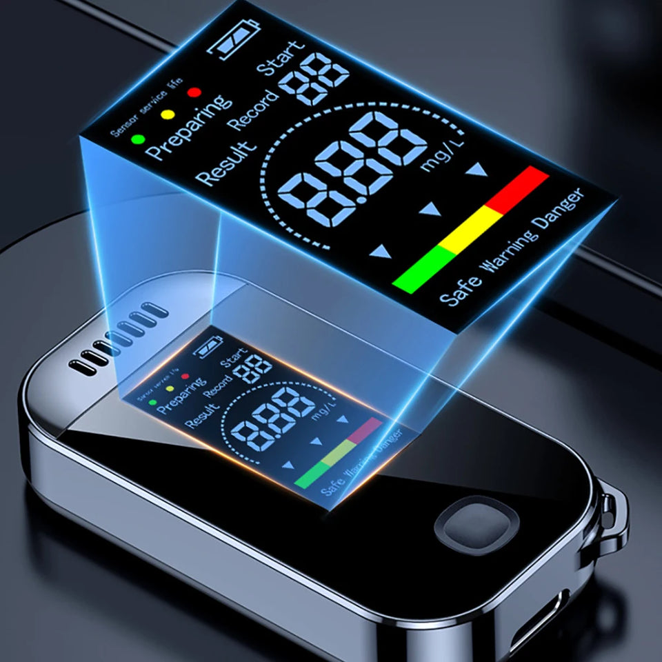 Portable Alcohol Tester Digital Breath Alcohol Tester Professional Breathalyzer With LCD Display USB Rechargeable