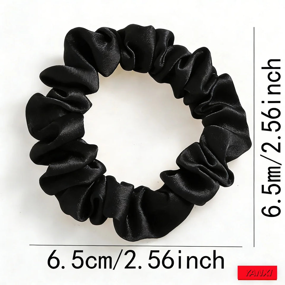 1/30/60/100pcs bulk satin scrunchies 100colors  women small 6.5cm headwear hair ties accessories casual cute black coffee