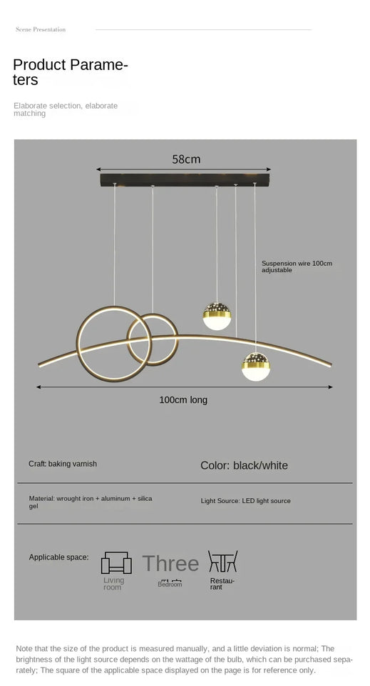 Restaurant Pendant Lights, Modern and Minimalist Bar Lighting Fixtures Long Table Lights Creative Restaurant