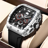 LIGE Brand Mens Watch Skeleton Skull Dial Sports Military Watches Men Fashion Luxury Waterproof Quartz Watch Chronograph Relogio
